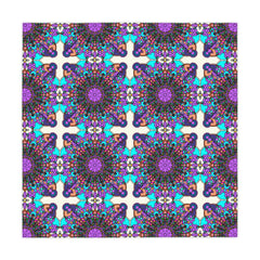 Tablecloth with Mandala Art Drawn by Hand, Ivory, Square - Blululi