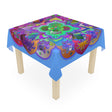 Tablecloth with Mandala Art Drawn by Hand, Light Blue, Square - Blululi