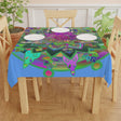 Tablecloth with Mandala Art Drawn by Hand, Light Blue, Square - Blululi