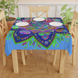 Tablecloth with Mandala Art Drawn by Hand, Light Blue, Square - Blululi