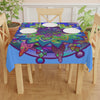 Tablecloth with Mandala Art Drawn by Hand, Light Blue, Square - Blululi