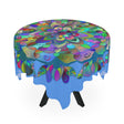 Tablecloth with Mandala Art Drawn by Hand, Light Blue, Square - Blululi