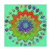 Tablecloth with Mandala Art Drawn by Hand, Light Fluo Green, Square - Blululi