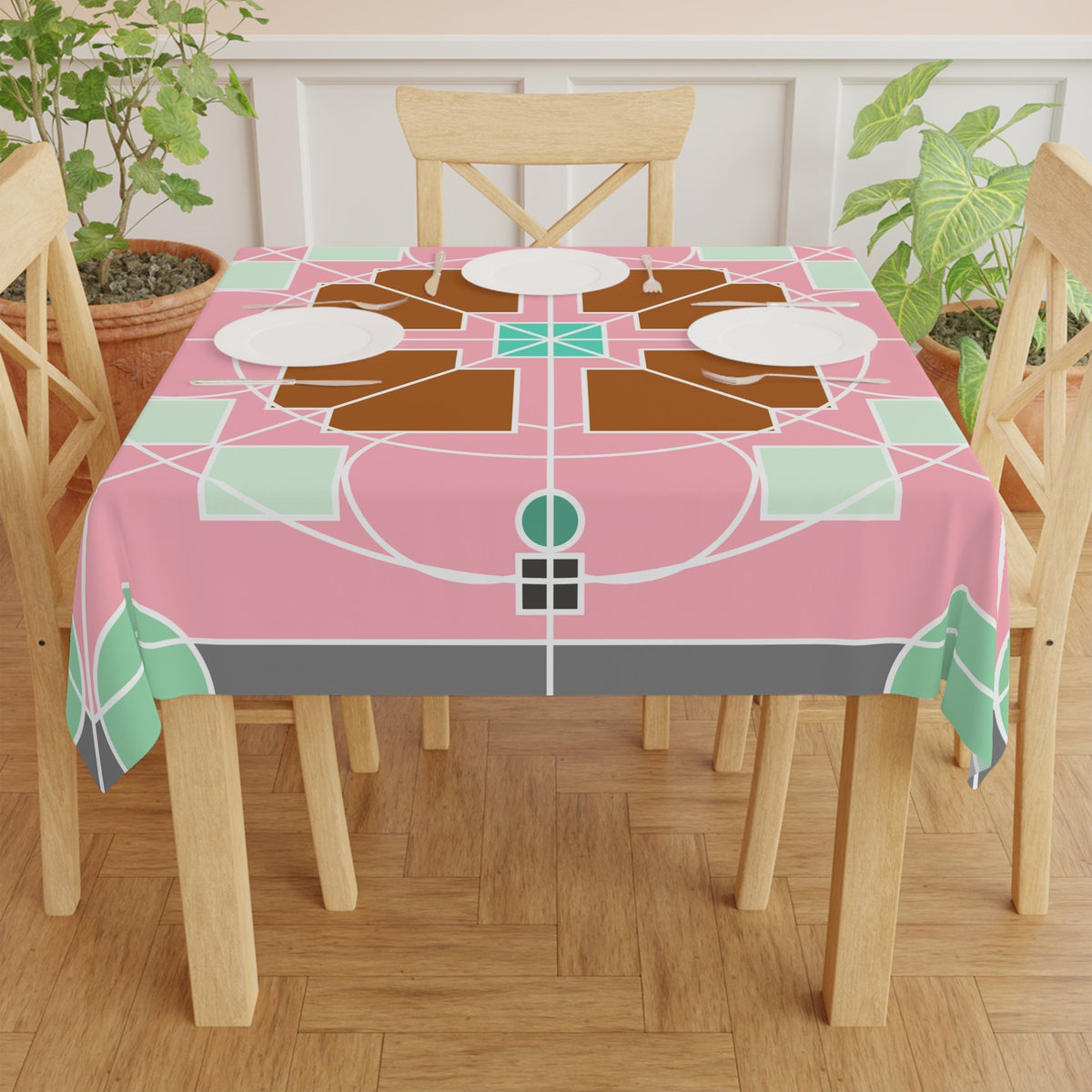 Tablecloth with Original Fine Art Drawn by Hand, Square - Blululi