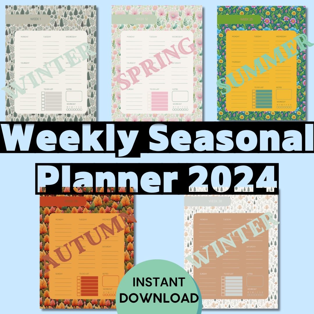 Task Management 2024: Seasonal Planner - Printable PDF digital download - Blululi