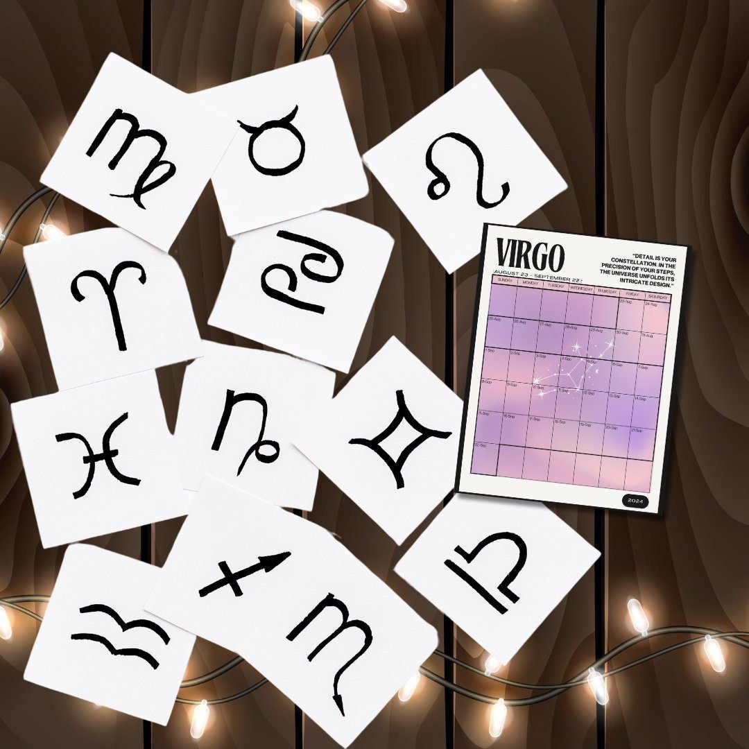 Task Management Zodiac Signs Calendar 2024 - Astrology Date Reference, Schedule, Tracker digital download - Blululi