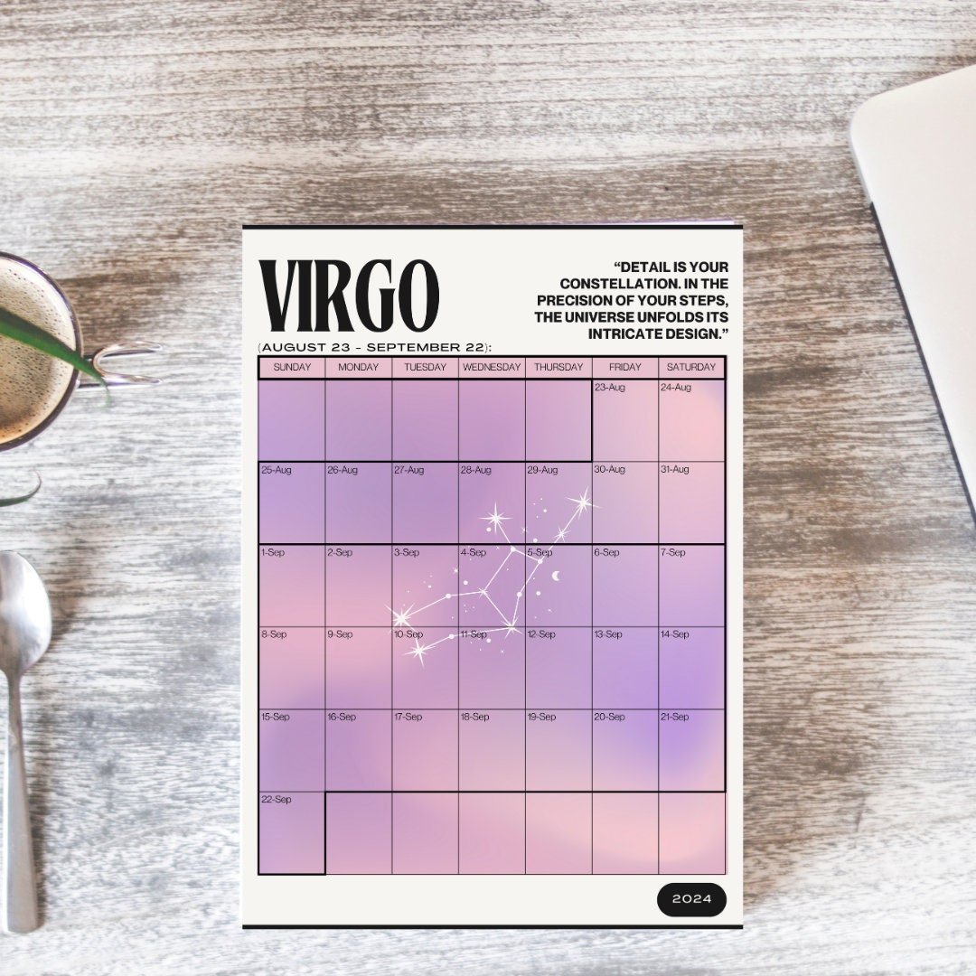 Task Management Zodiac Signs Calendar 2024 - Astrology Date Reference, Schedule, Tracker digital download - Blululi