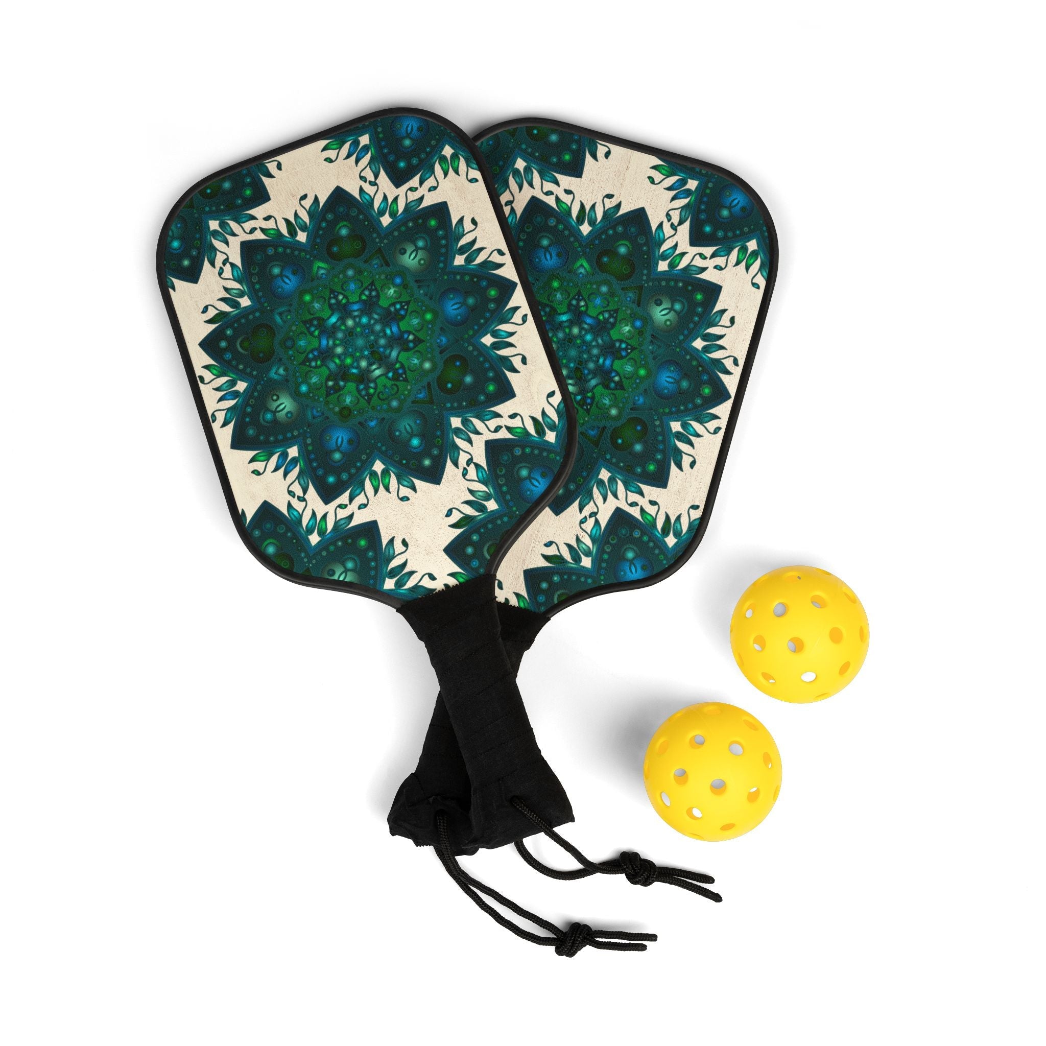 Teal & Green Mandala Pickleball Kit Accessories - Blululi