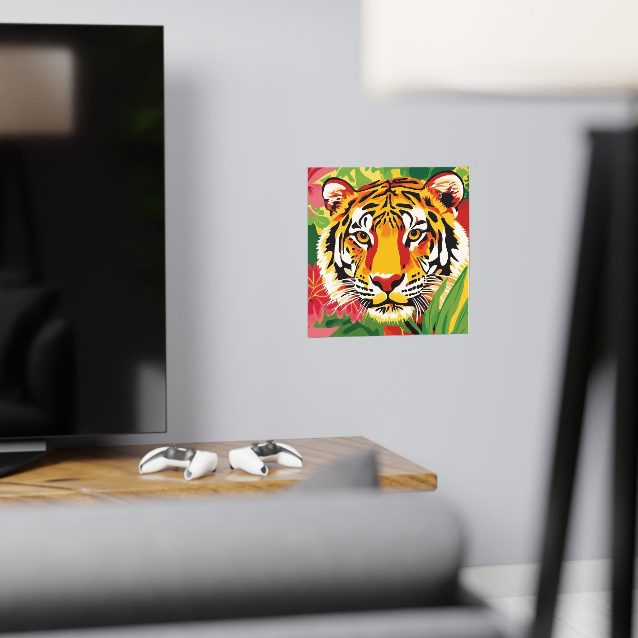 Tiger Face Poster - Savanna Wildlife Art Poster - Blululi