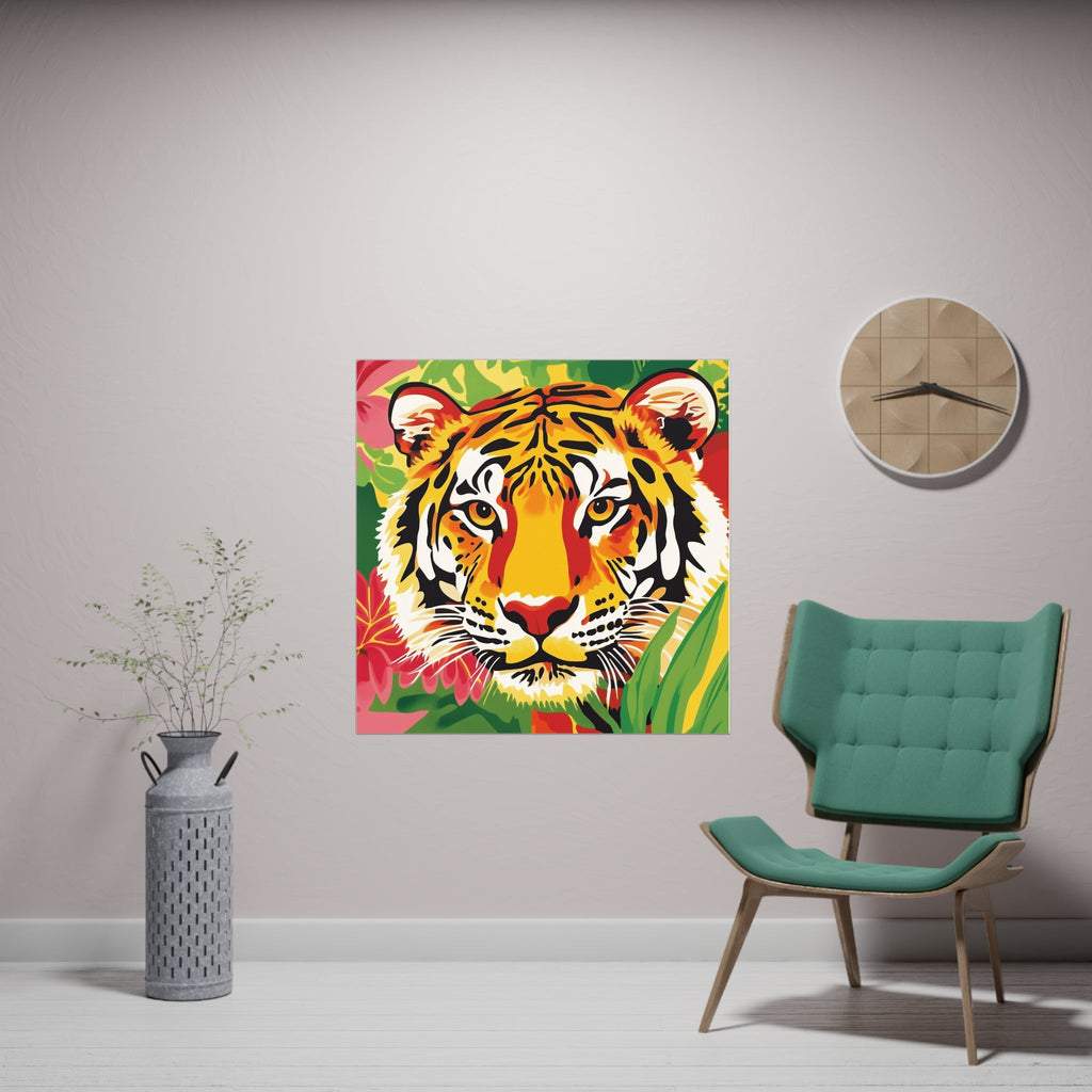 Tiger Face Poster - Savanna Wildlife Art Poster - Blululi