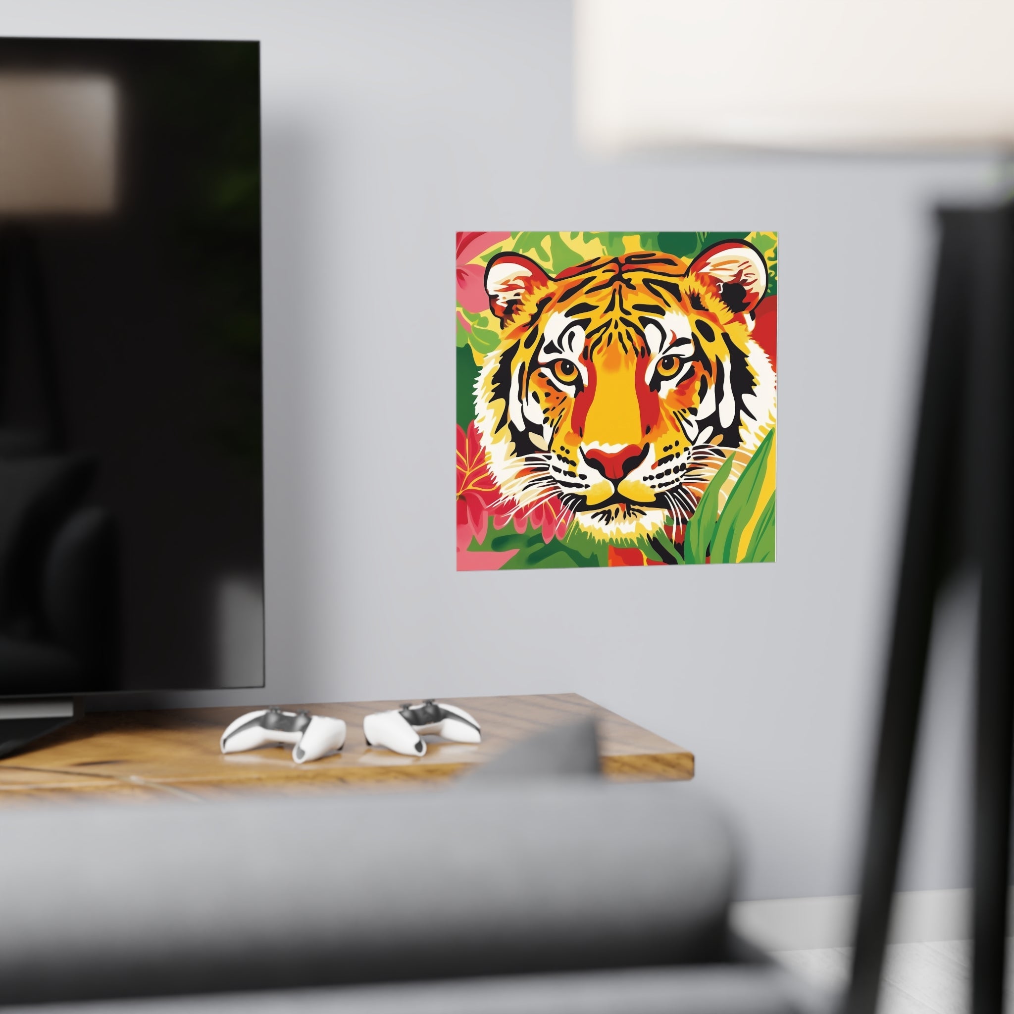 Tiger Face Poster - Savanna Wildlife Art Poster - Blululi