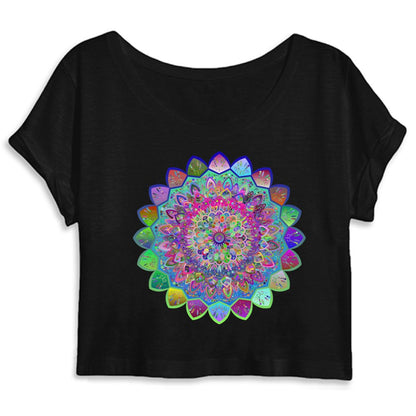 Top Crop Organico - Vibrant Mandala Cropped T-Shirt Top Crop Organico - Blululi