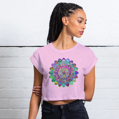 Top Crop Organico - Vibrant Mandala Cropped T-Shirt Top Crop Organico - Blululi