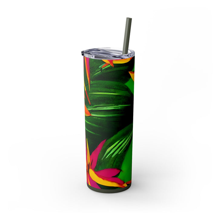 Tropical Botanical Design Skinny Tumbler, 20oz, Keeps Drinks Hot/Cold, BPA - Free - Blululi