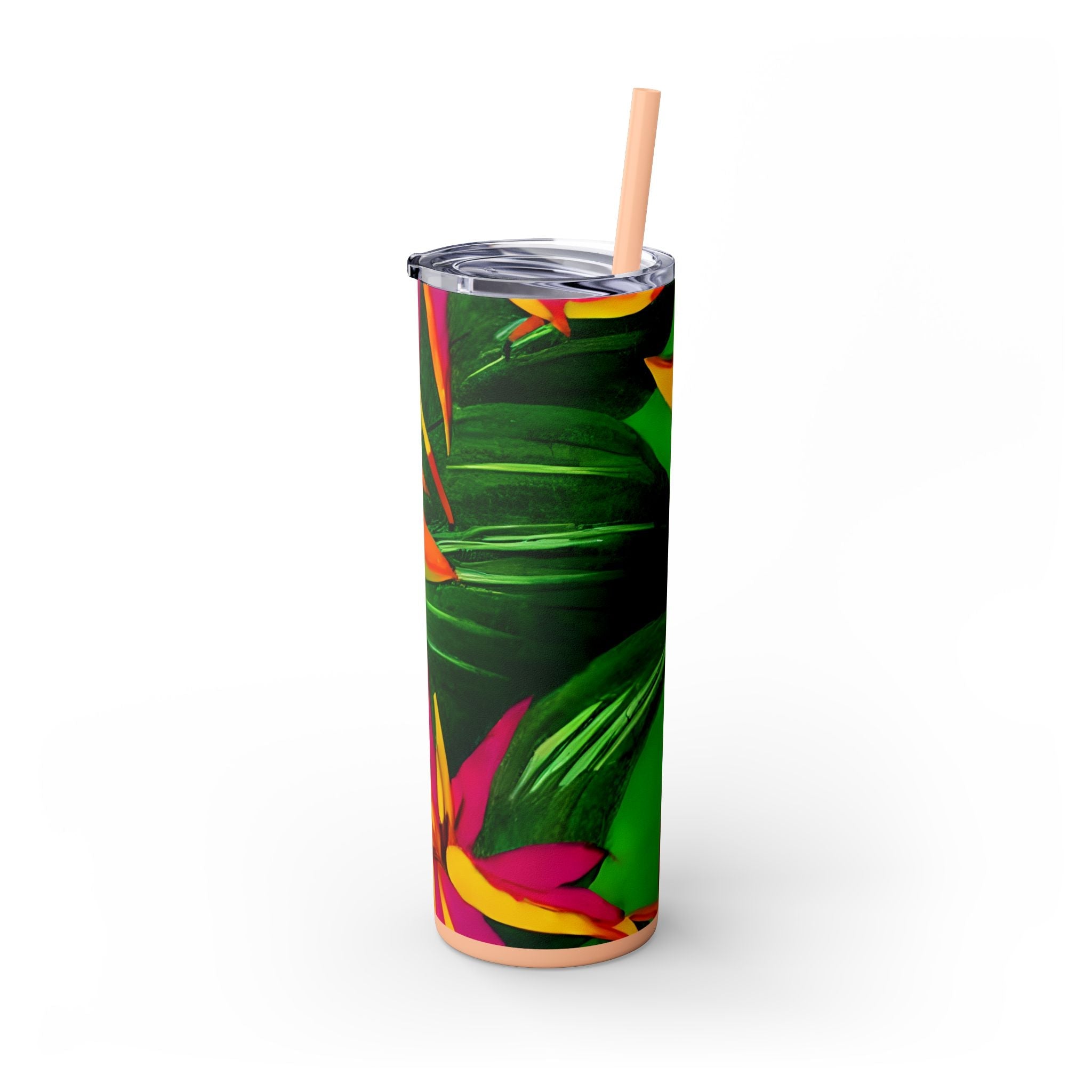 Tropical Botanical Design Skinny Tumbler, 20oz, Keeps Drinks Hot/Cold, BPA - Free - Blululi