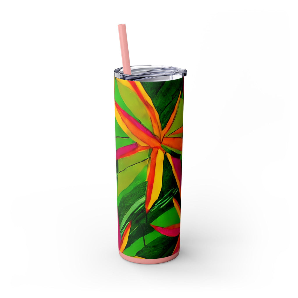 Tropical Botanical Design Skinny Tumbler, 20oz, Keeps Drinks Hot/Cold, BPA - Free - Blululi