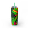 Tropical Botanical Design Skinny Tumbler, 20oz, Keeps Drinks Hot/Cold, BPA - Free - Blululi