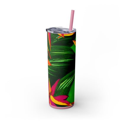 Tropical Botanical Design Skinny Tumbler, 20oz, Keeps Drinks Hot/Cold, BPA - Free - Blululi