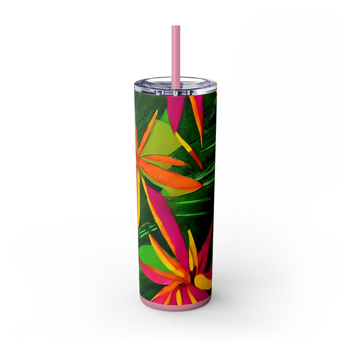 Tropical Botanical Design Skinny Tumbler, 20oz, Keeps Drinks Hot/Cold, BPA - Free - Blululi