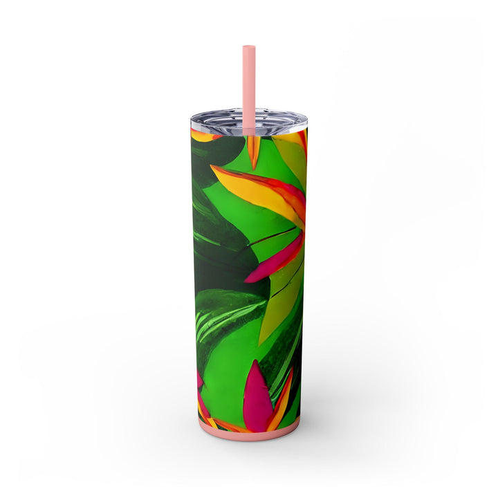 Tropical Botanical Design Skinny Tumbler, 20oz, Keeps Drinks Hot/Cold, BPA - Free - Blululi