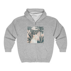 Tropical Cat Hoodie - White Cat & Palm Leaves Hoodie - Blululi
