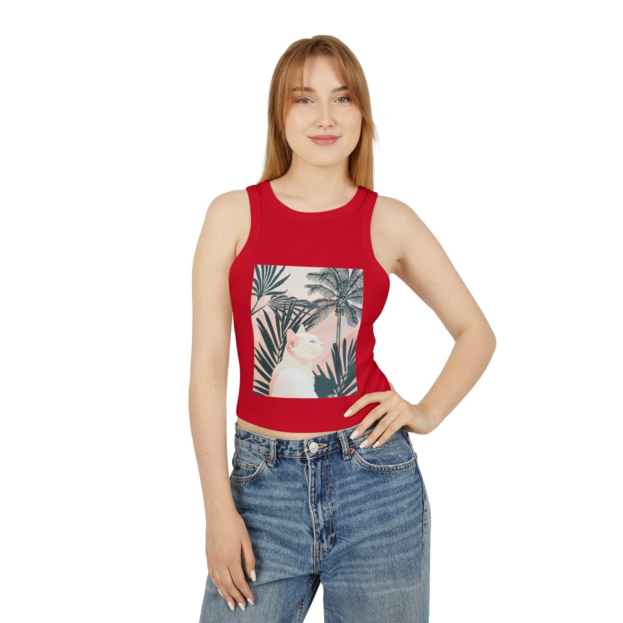 Tropical Cat Racerback Tank Top Tank Top - Blululi