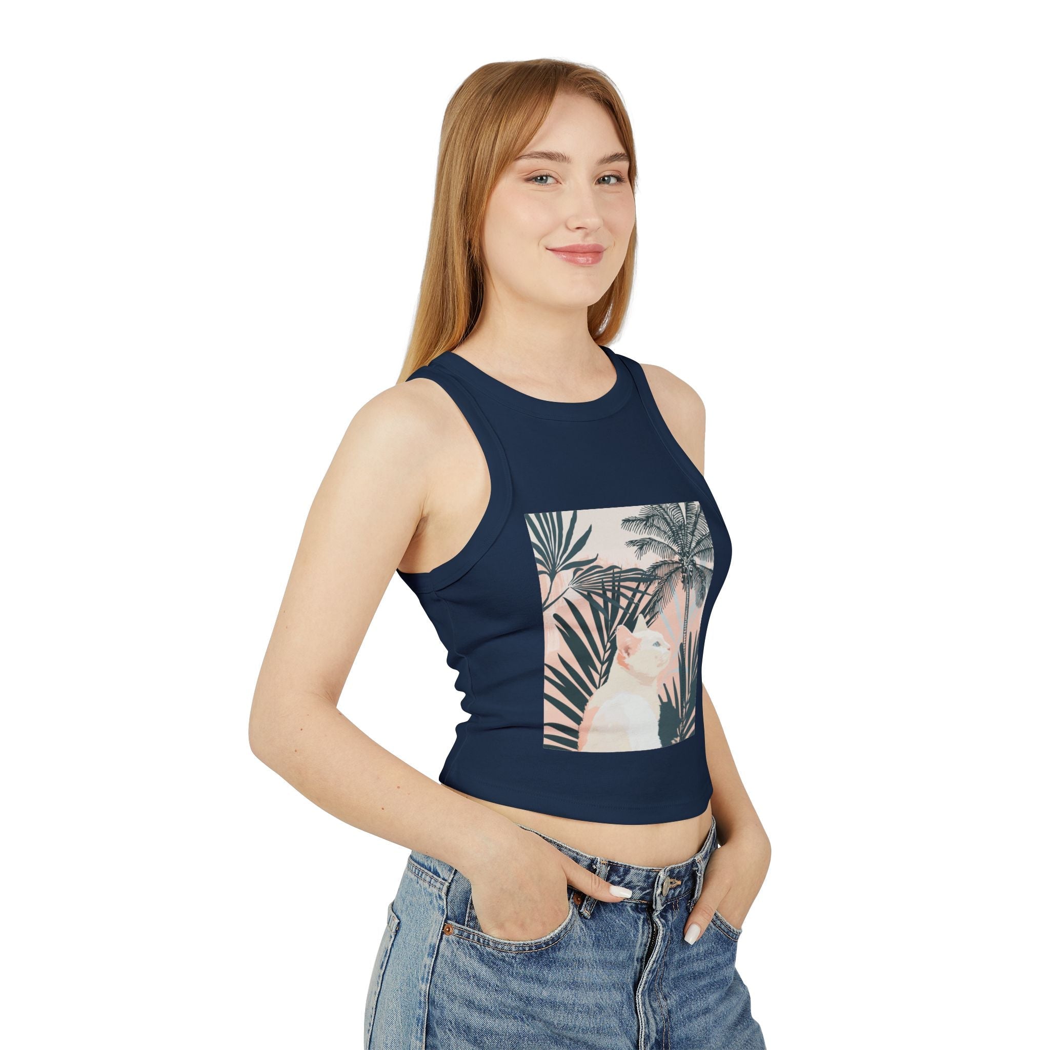 Tropical Cat Racerback Tank Top Tank Top - Blululi