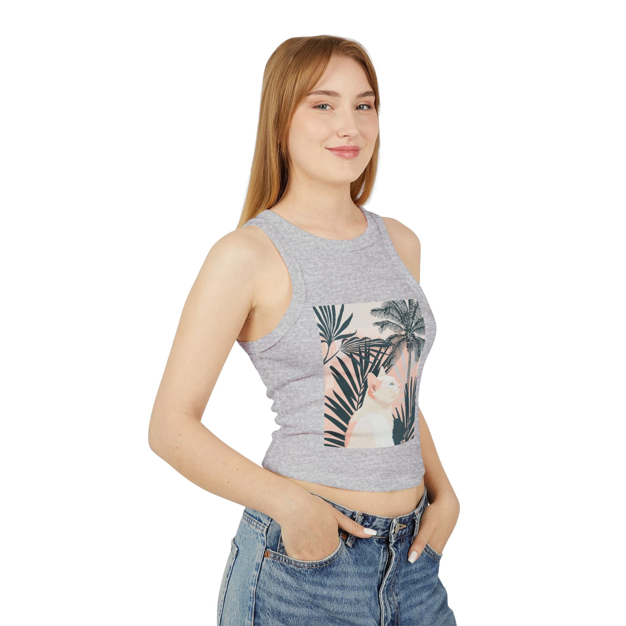 Tropical Cat Racerback Tank Top Tank Top - Blululi