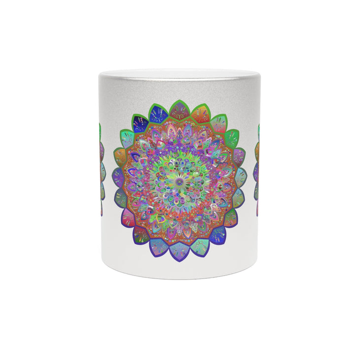 Unique Gift Colorful Mandala Art Hand - Drawn - Metallic Mug (Silver/Gold) - Blululi