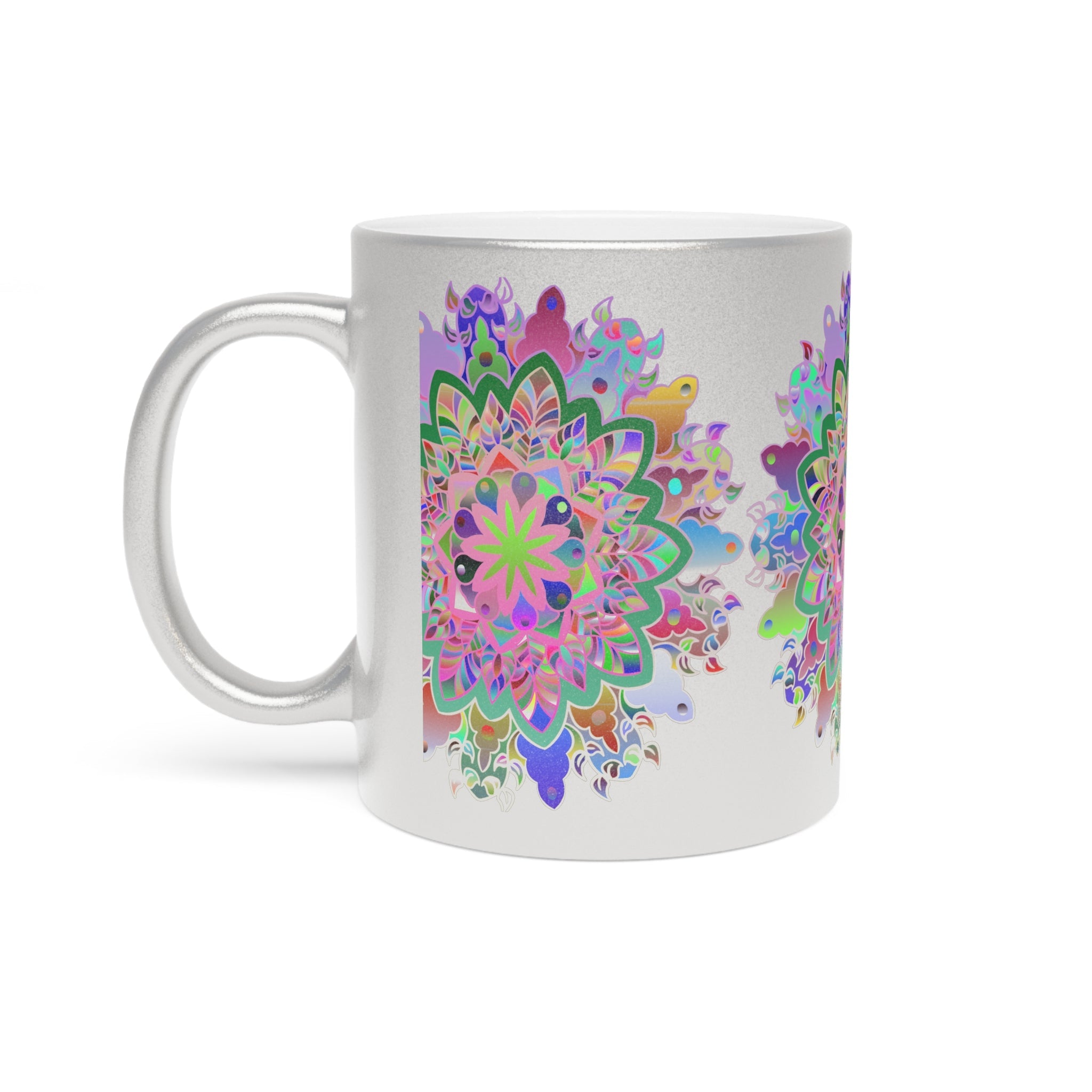 Unique Gift Colorful Mandala Art Hand - Drawn - Metallic Mug (Silver/Gold) - Blululi