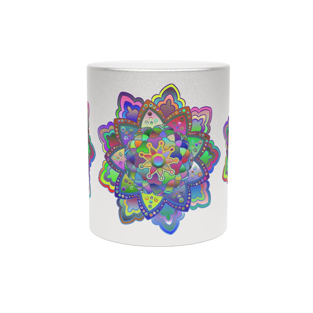 Unique Gift Colorful Mandala Art Hand - Drawn - Metallic Mug (Silver/Gold) - Blululi