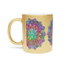 Unique Gift Colorful Mandala Art Hand - Drawn - Metallic Mug (Silver/Gold) - Blululi