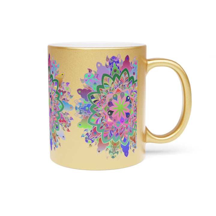 Unique Gift Colorful Mandala Art Hand - Drawn - Metallic Mug (Silver/Gold) - Blululi