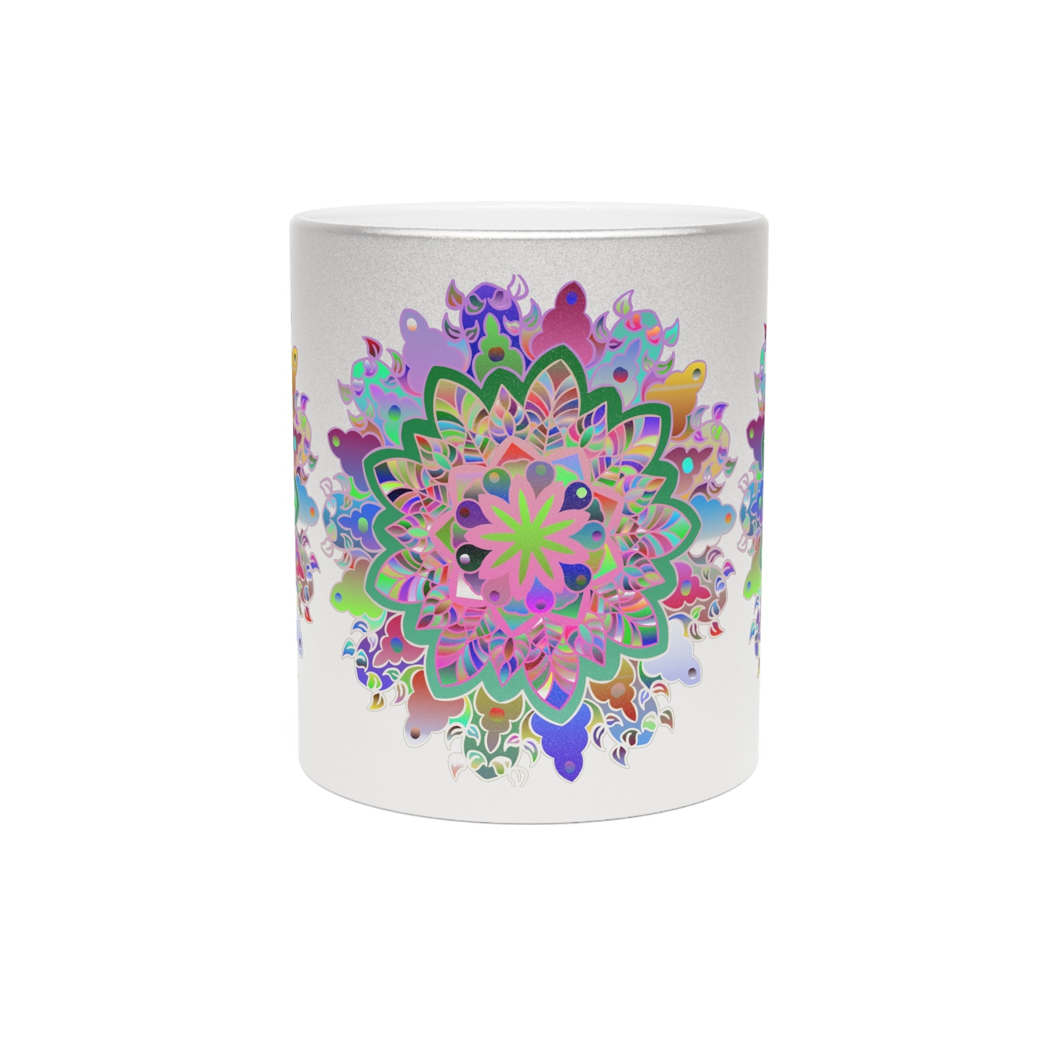 Unique Gift Colorful Mandala Art Hand - Drawn - Metallic Mug (Silver/Gold) - Blululi