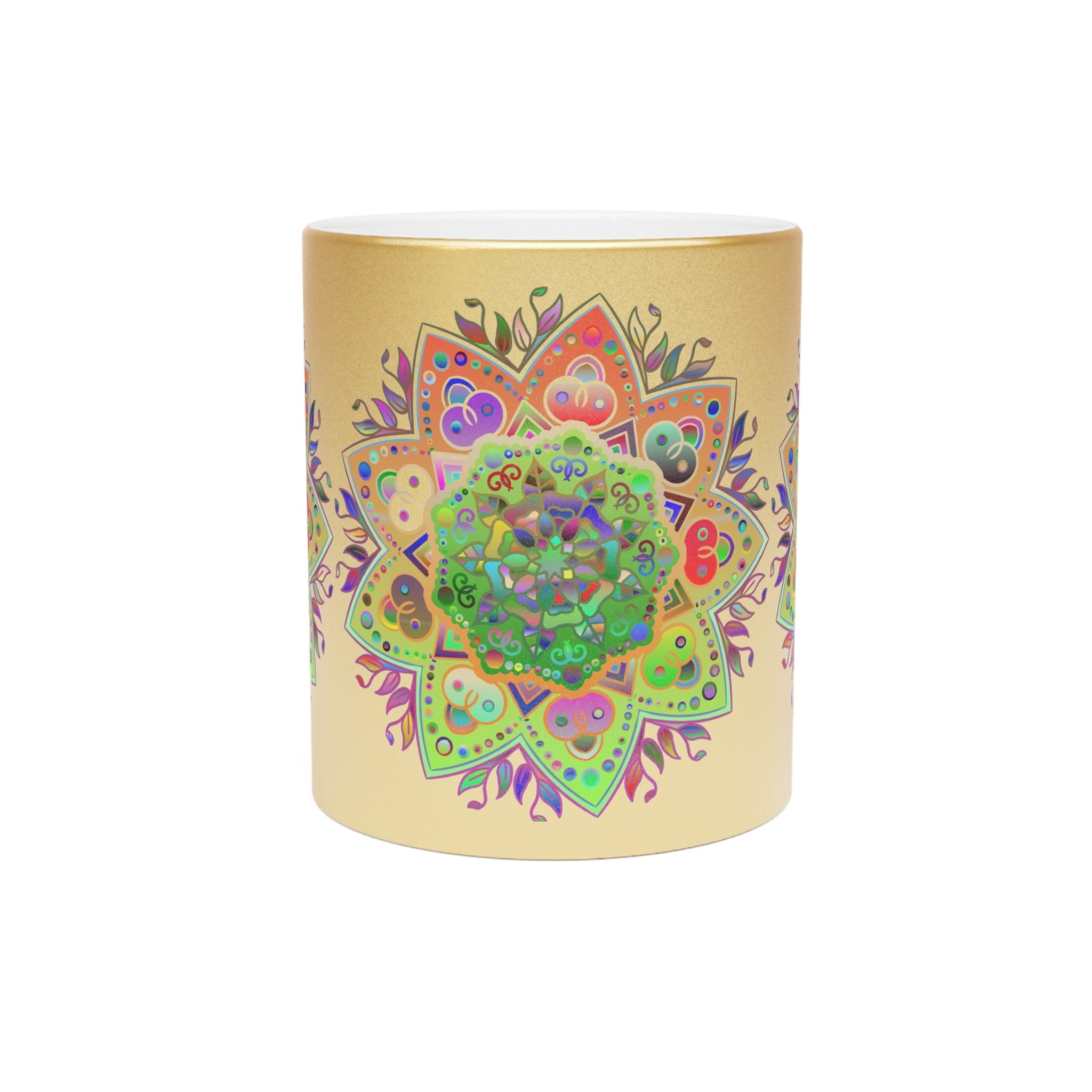 Unique Gift Colorful Mandala Art Hand - Drawn - Metallic Mug (Silver/Gold) - Blululi