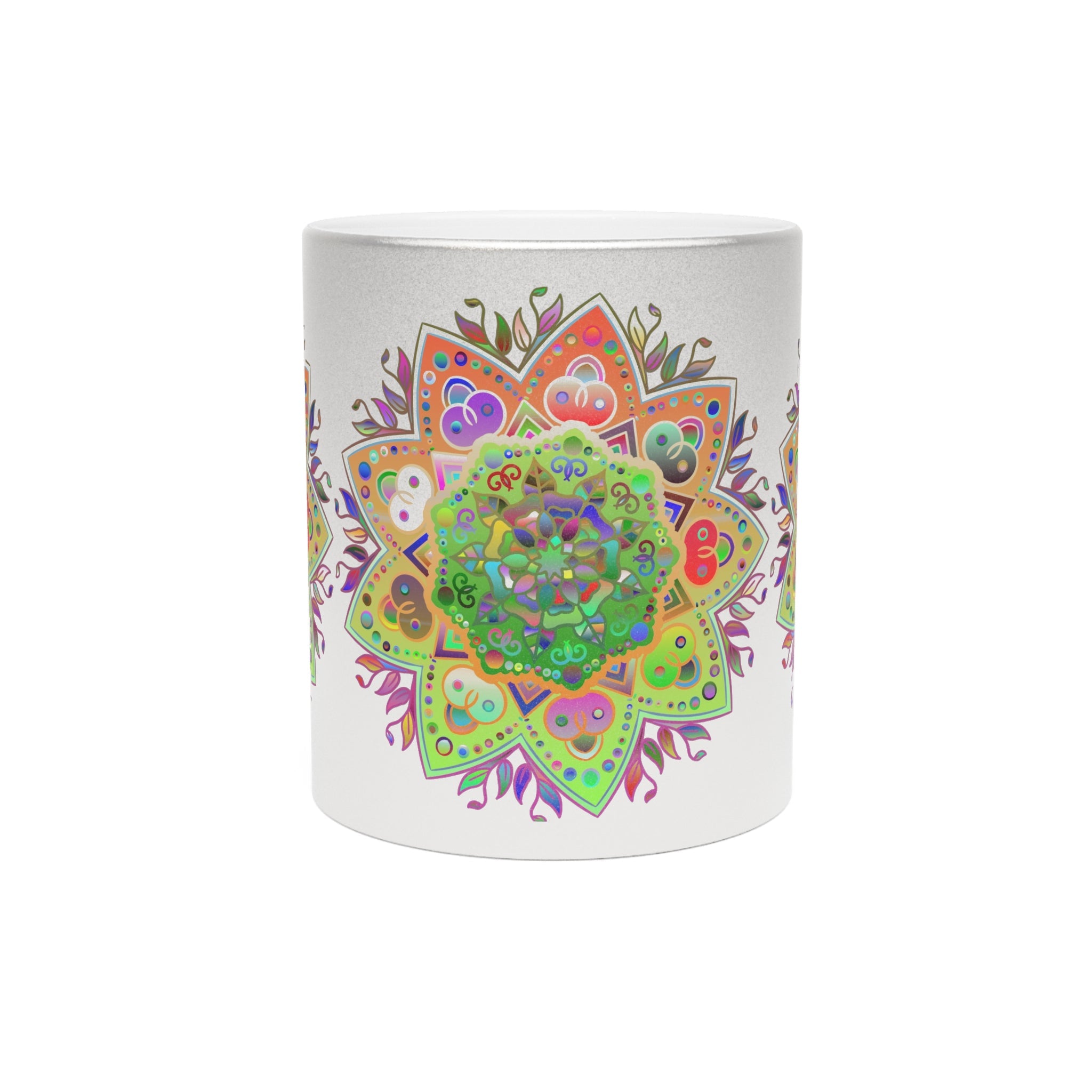 Unique Gift Colorful Mandala Art Hand - Drawn - Metallic Mug (Silver/Gold) - Blululi