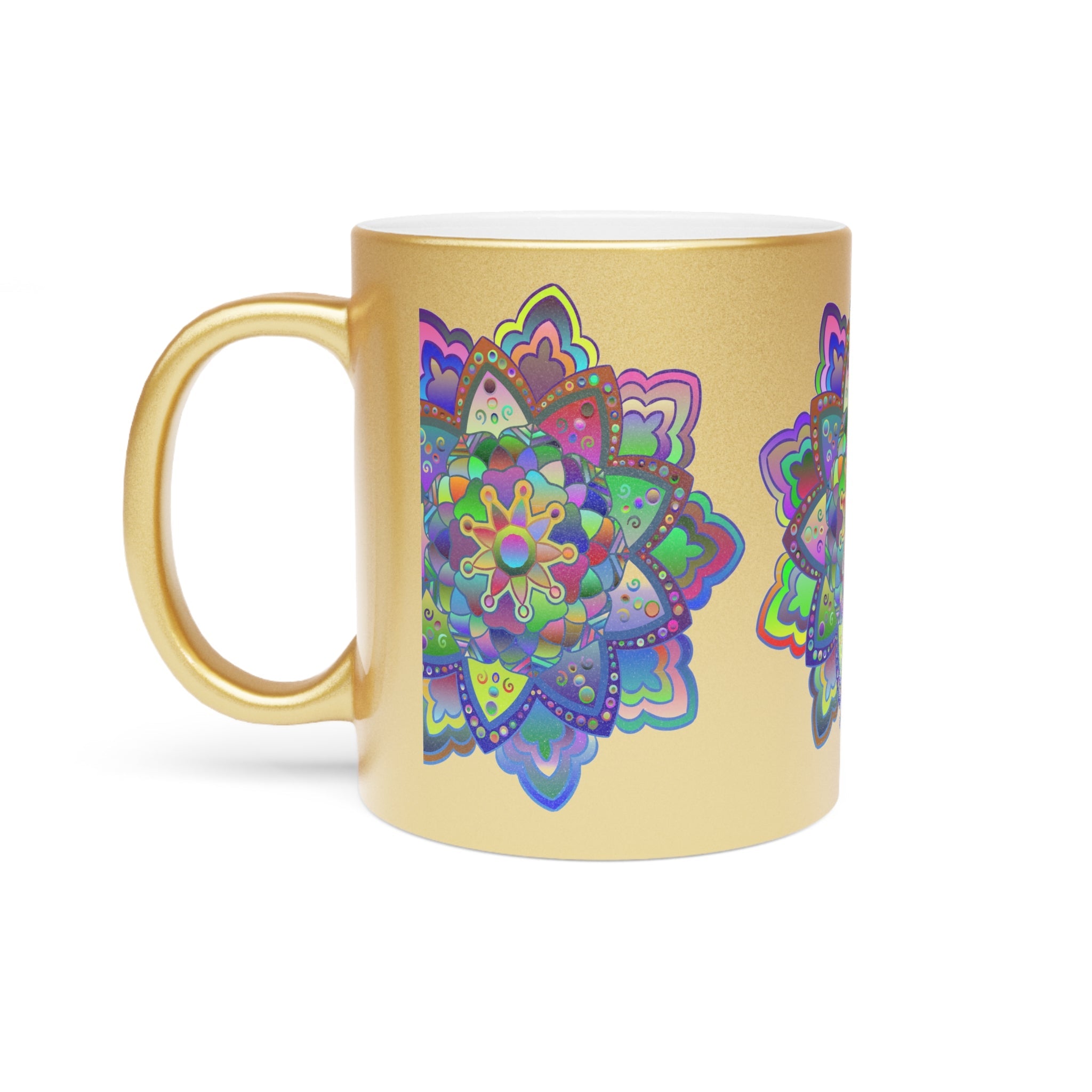 Unique Gift Colorful Mandala Art Hand - Drawn - Metallic Mug (Silver/Gold) - Blululi