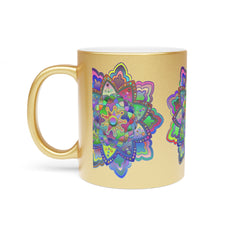 Unique Gift Colorful Mandala Art Hand - Drawn - Metallic Mug (Silver/Gold) - Blululi