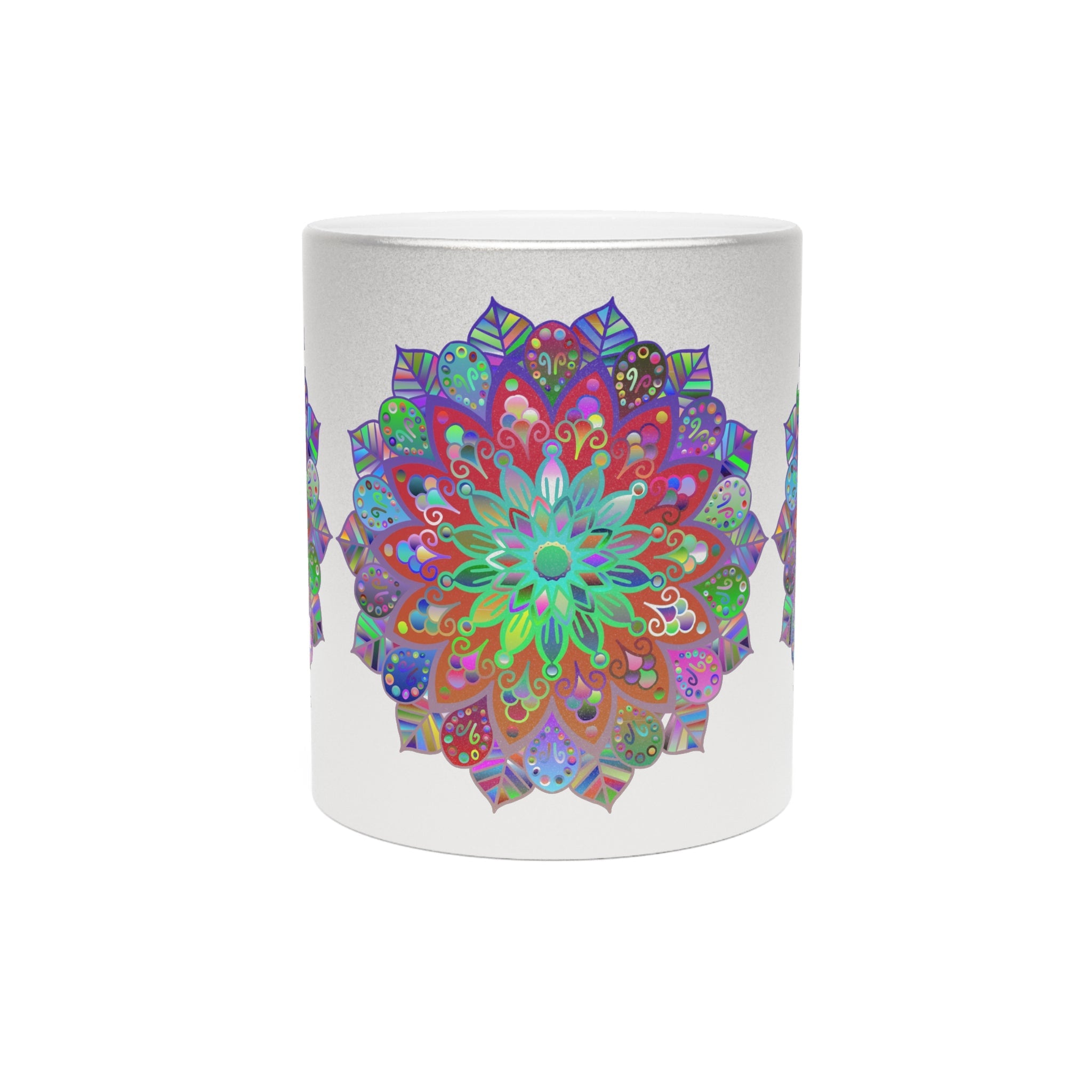 Unique Gift Colorful Mandala Art Hand - Drawn - Metallic Mug (Silver/Gold) - Blululi