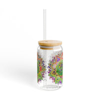 Unique Gift: Colorful Mandala Art Hand - Drawn - Sipper Glass (16oz) - Blululi