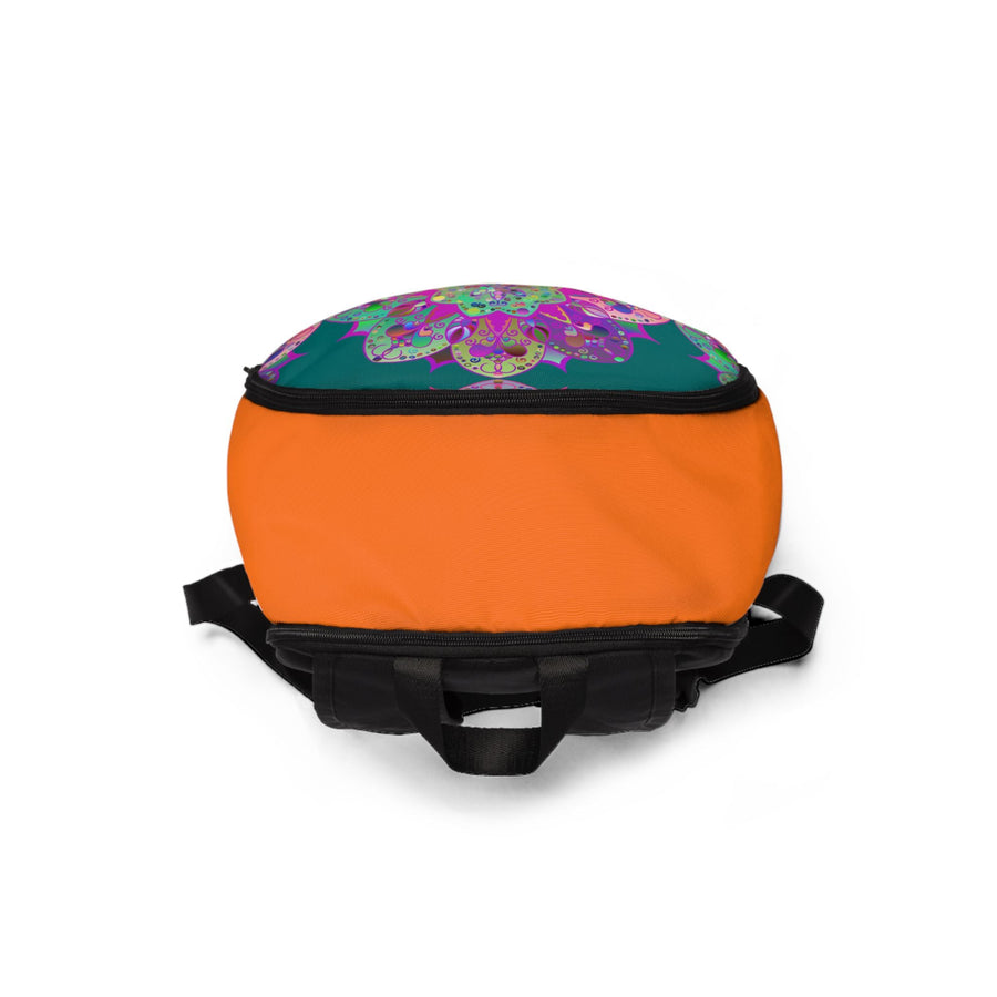 Colorful Handmade Mandala Design Fabric Backpack showcasing intricate art and vibrant functionality by Camilla.