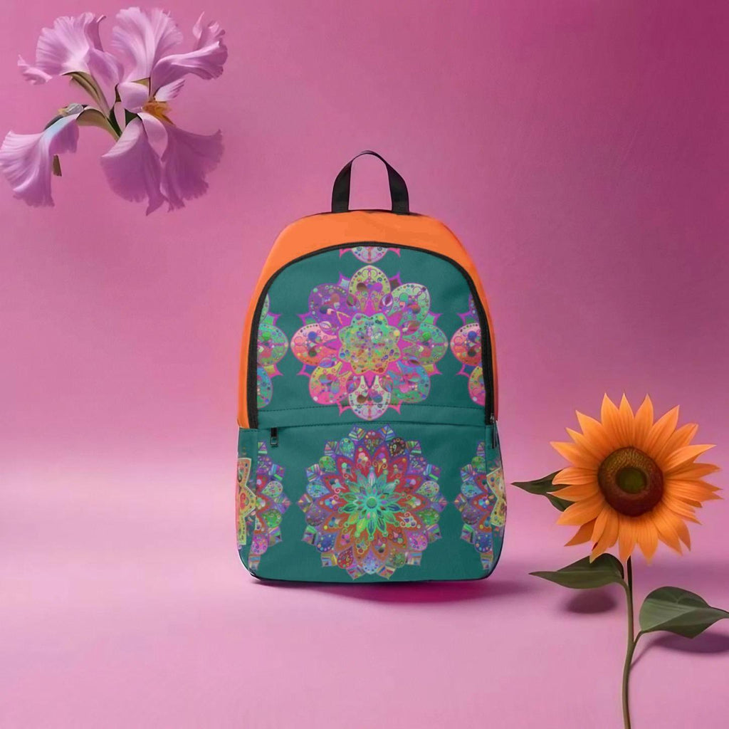 Vibrant Handmade Mandala Design Fabric Backpack, a unique blend of art and functionality by Camilla. Perfect for daily use.