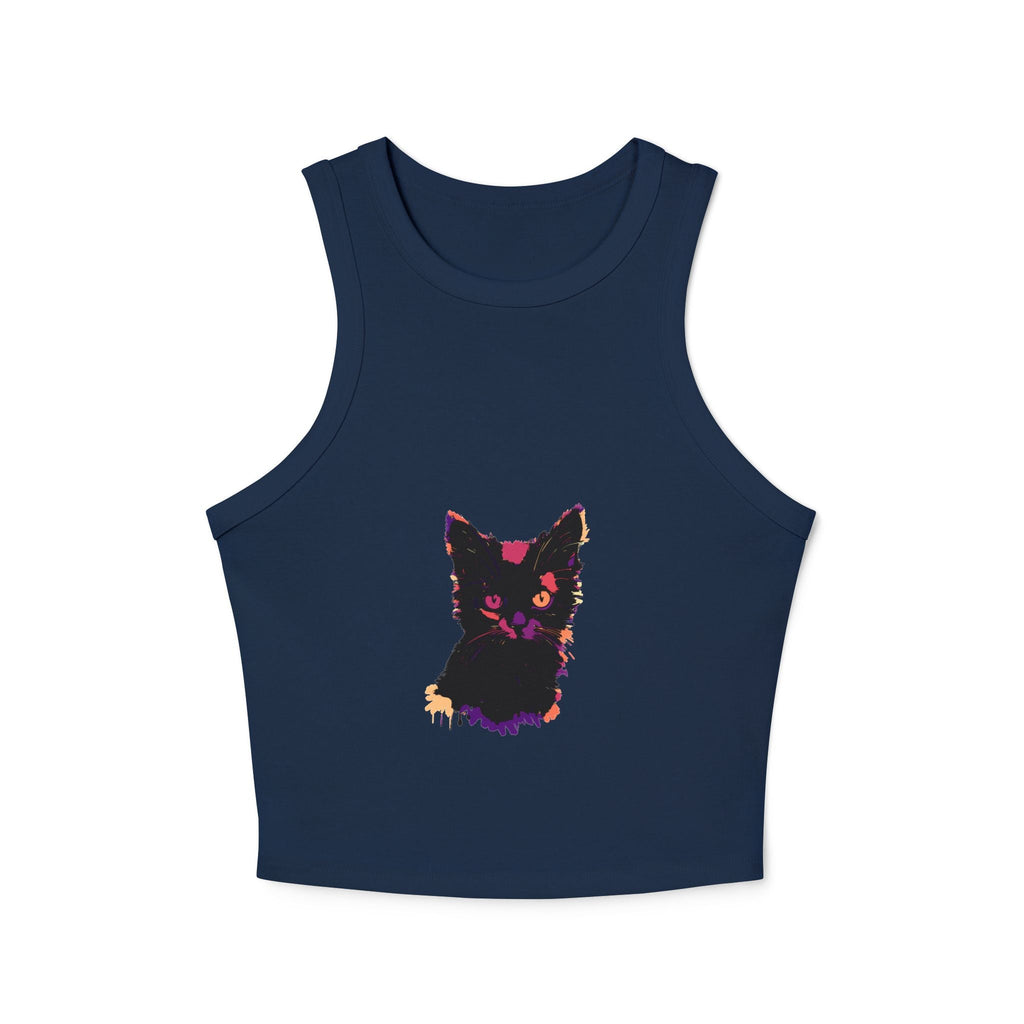 Vibrant Black Cat Watercolor Racerback Tank Top Tank Top - Blululi