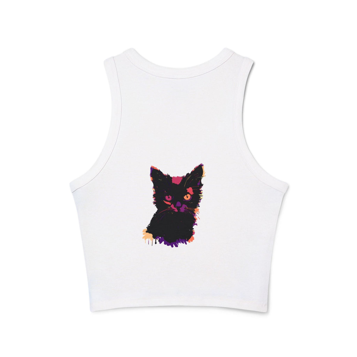 Vibrant Black Cat Watercolor Racerback Tank Top Tank Top - Blululi