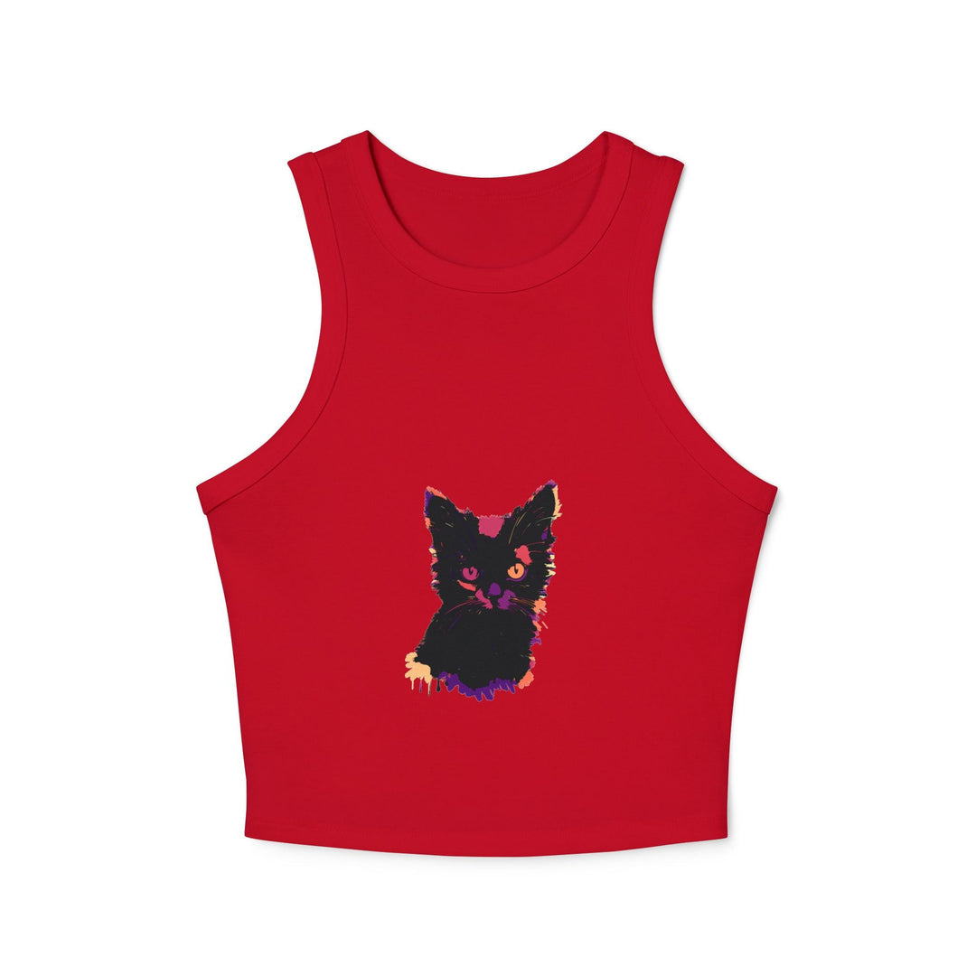 Vibrant Black Cat Watercolor Racerback Tank Top Tank Top - Blululi