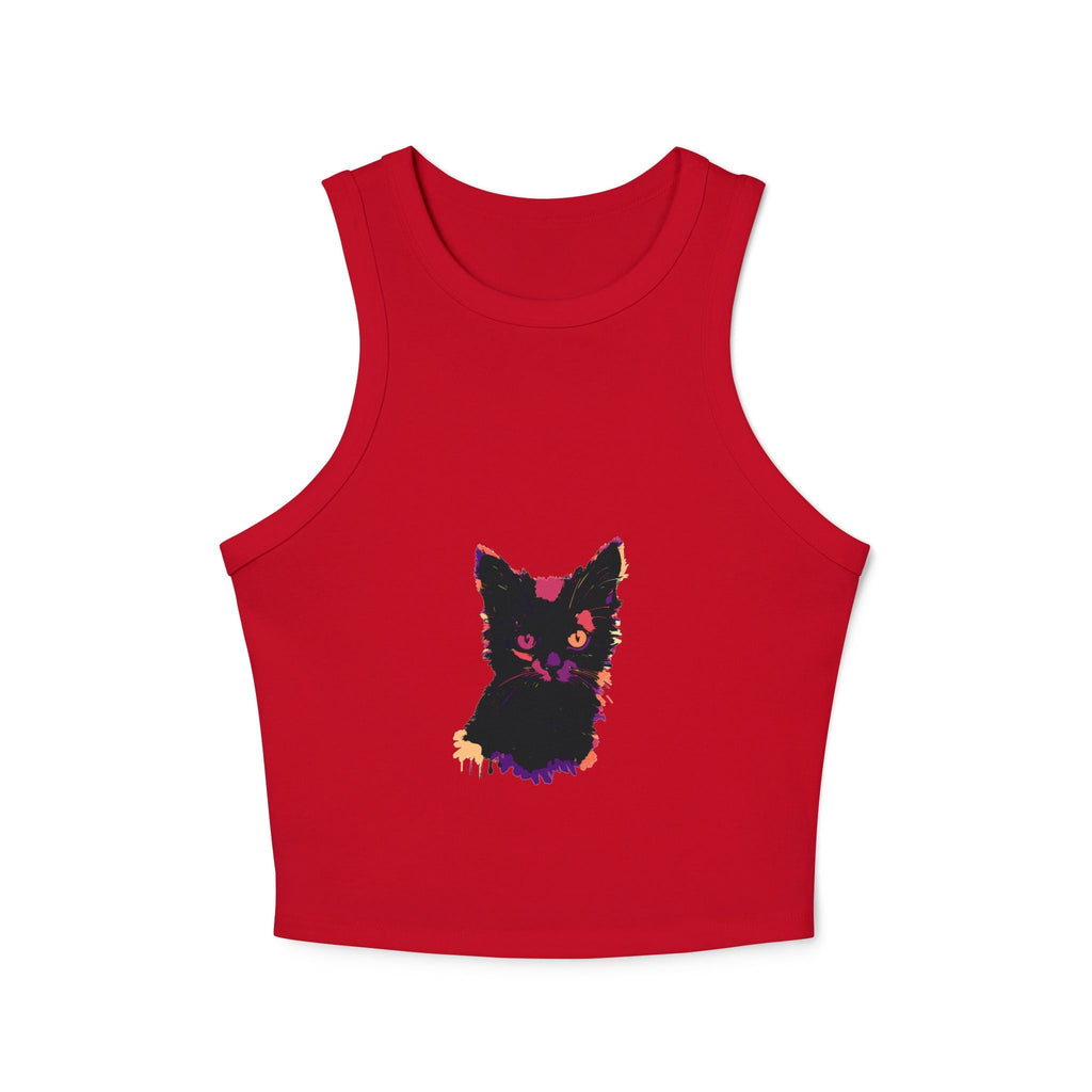 Vibrant Black Cat Watercolor Racerback Tank Top Tank Top - Blululi