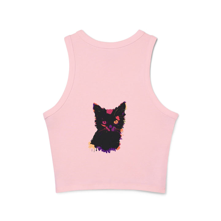 Vibrant Black Cat Watercolor Racerback Tank Top Tank Top - Blululi