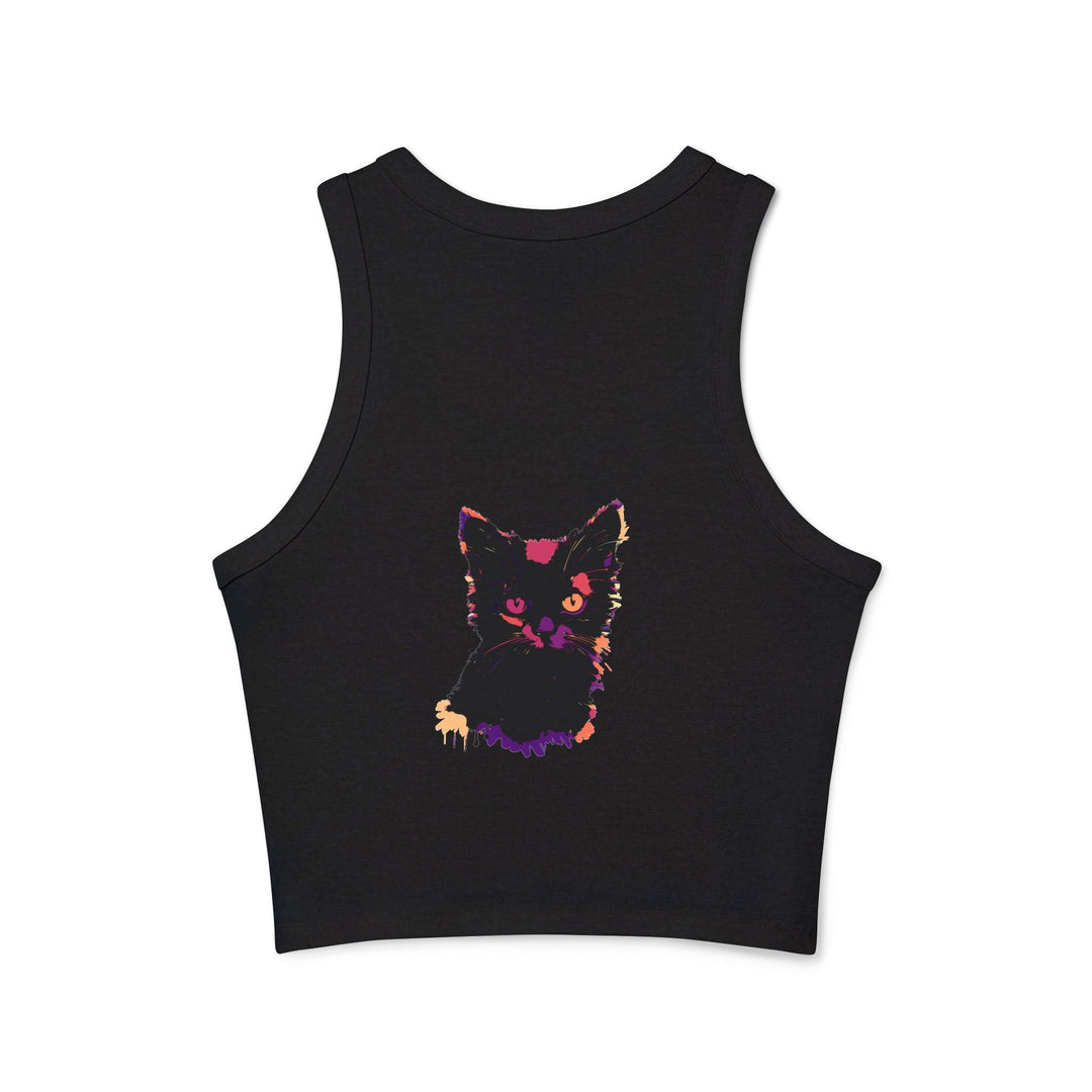 Vibrant Black Cat Watercolor Racerback Tank Top Tank Top - Blululi