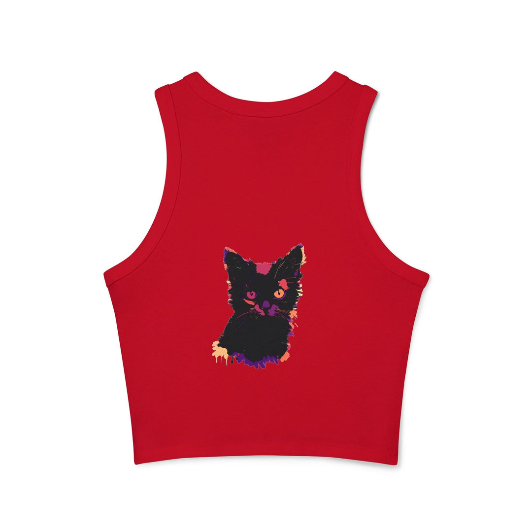 Vibrant Black Cat Watercolor Racerback Tank Top Tank Top - Blululi