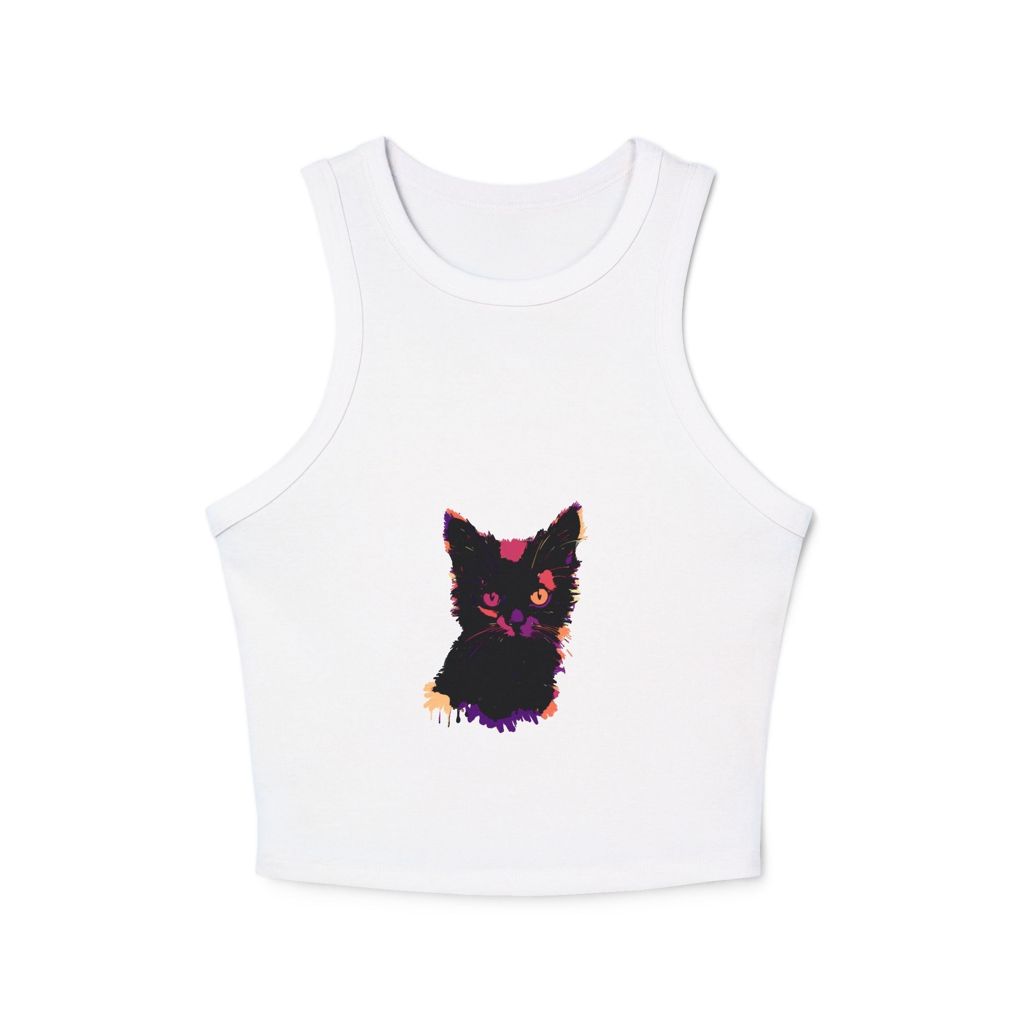 Vibrant Black Cat Watercolor Racerback Tank Top Tank Top - Blululi